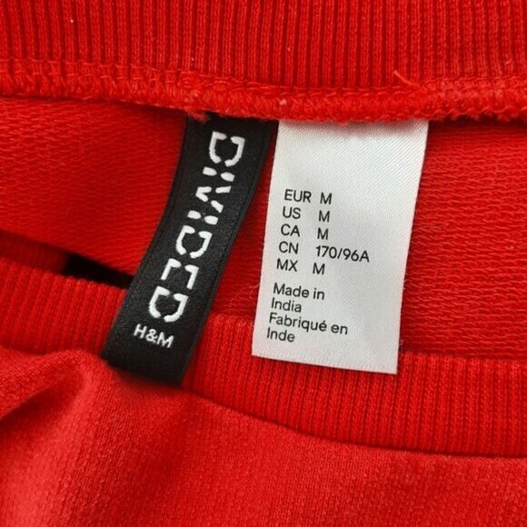 Divided by H&M | 1990 Gold Lion Print Crop Long Slv Crewneck Pullover Top Red M - Picture 15 of 16
